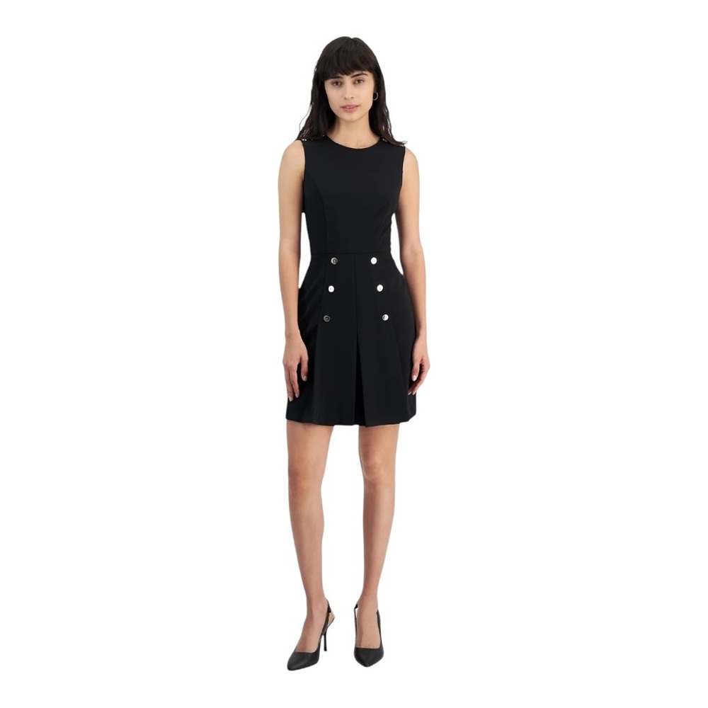 NWT Tahari ASL Pleated Crepe A-Line Dress